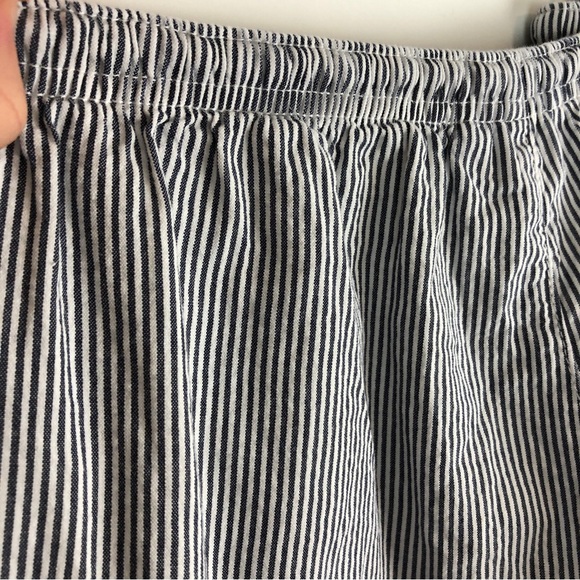Karen Scott 100% Cotton Wide Leg Cropped Pants Vertical Striped Blue White - Picture 5 of 9